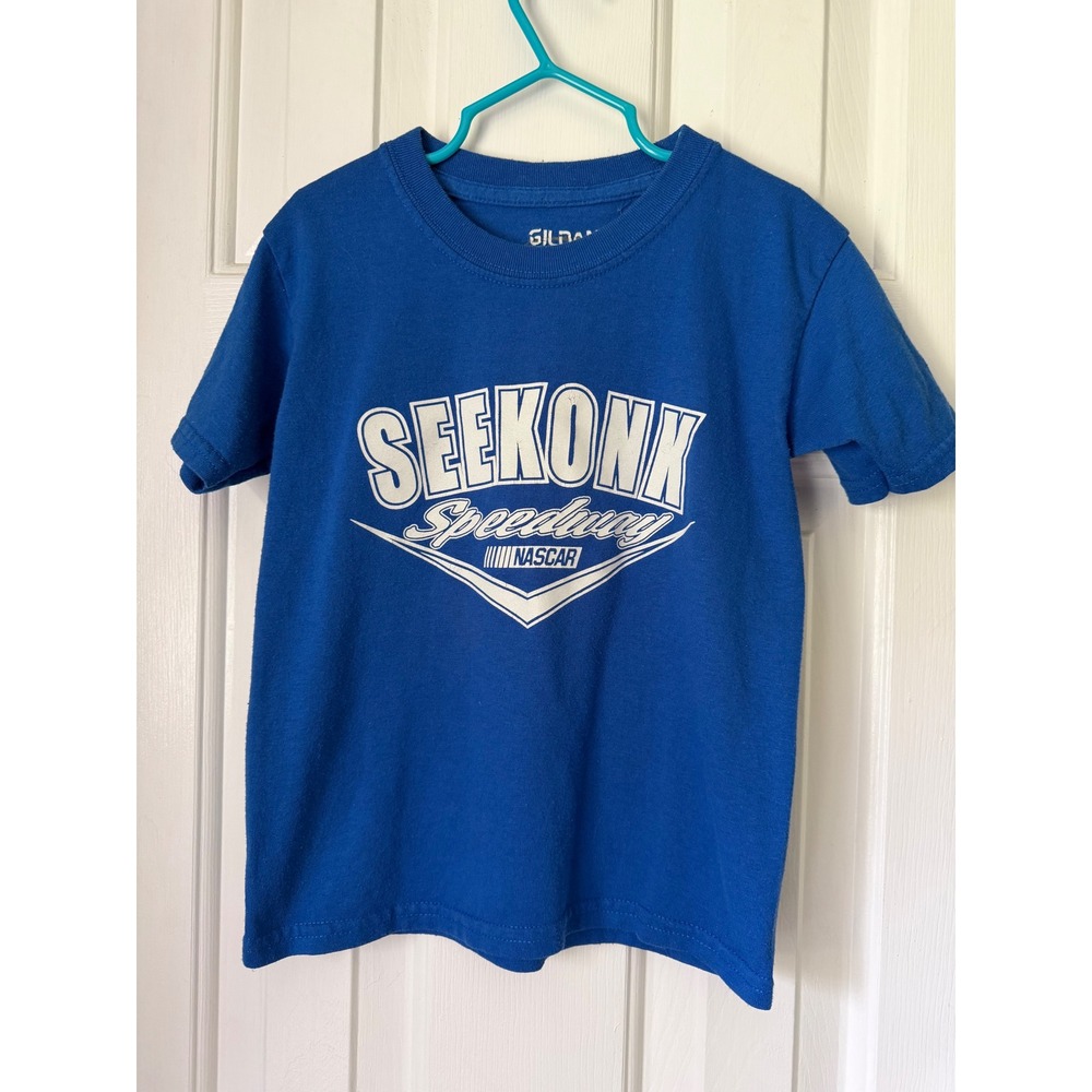 Gildan T-Shirt Kids Youth xSmall Blue‎ Seekonk Speedway NASCAR unisex